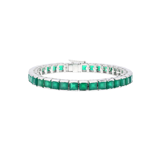 Green onyx Princess Tennis Bracelet