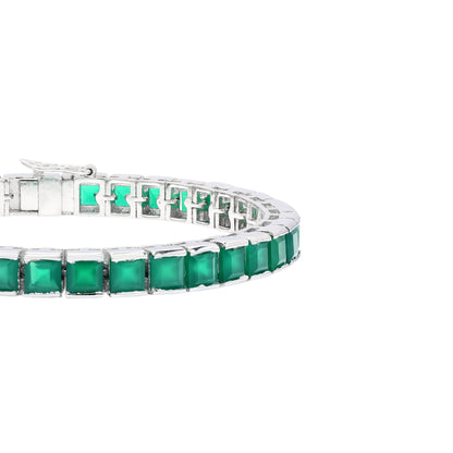 Green onyx Princess Tennis Bracelet