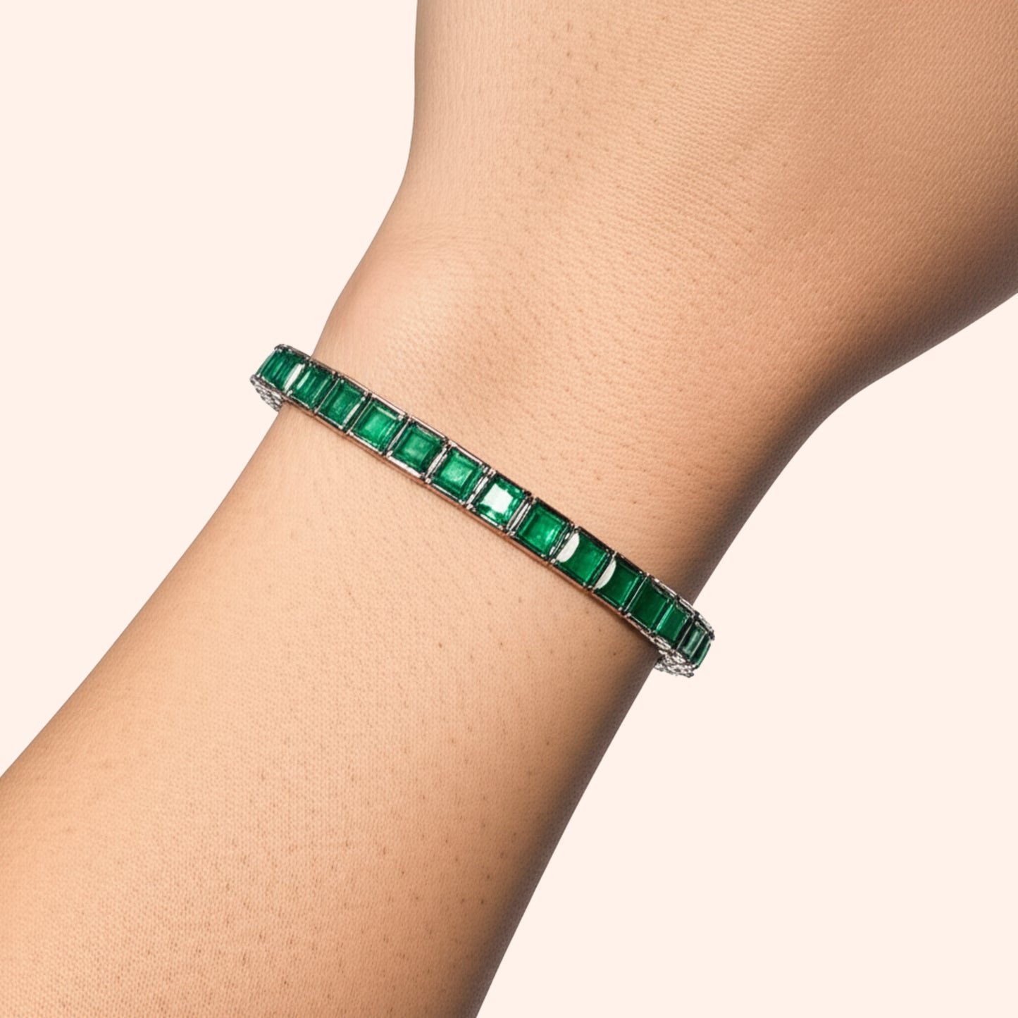 Green onyx Princess Tennis Bracelet