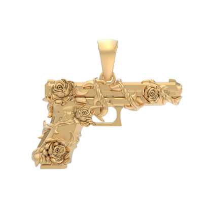 Pistol and Rose Vines Pendant