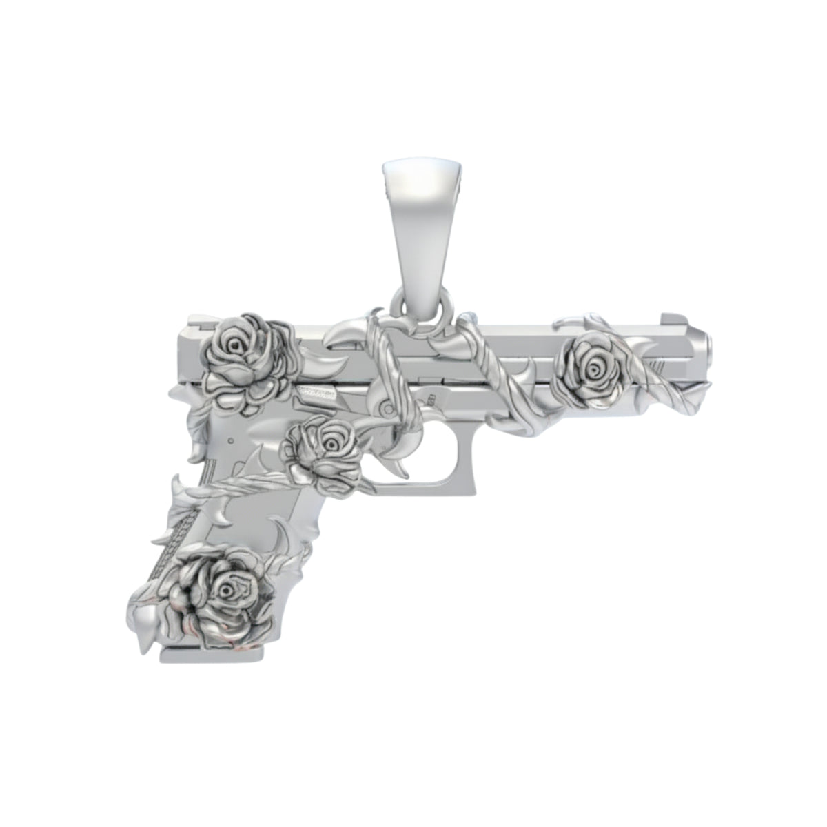 Pistol and Rose Vines Pendant