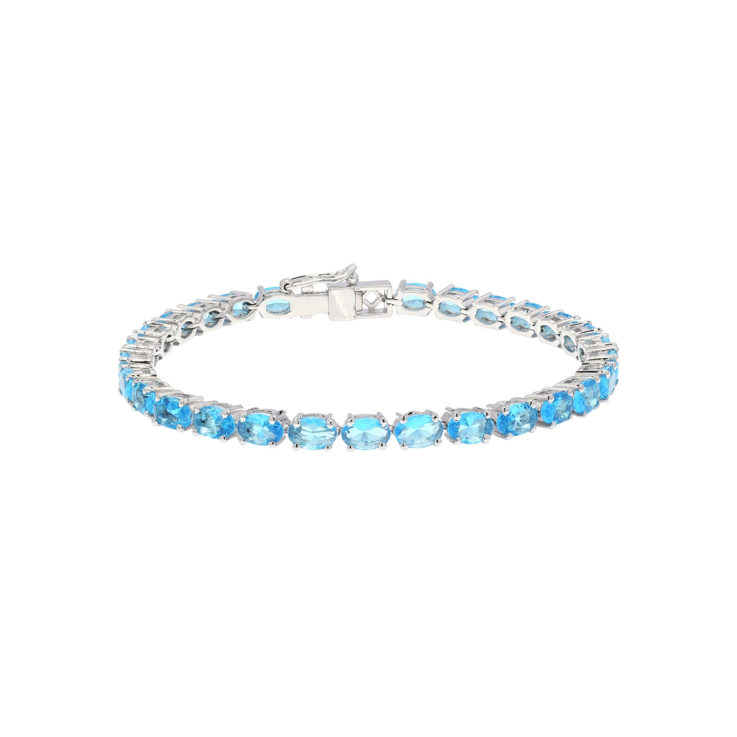 Oval Swiss Blue Topaz Tennis Bracelet