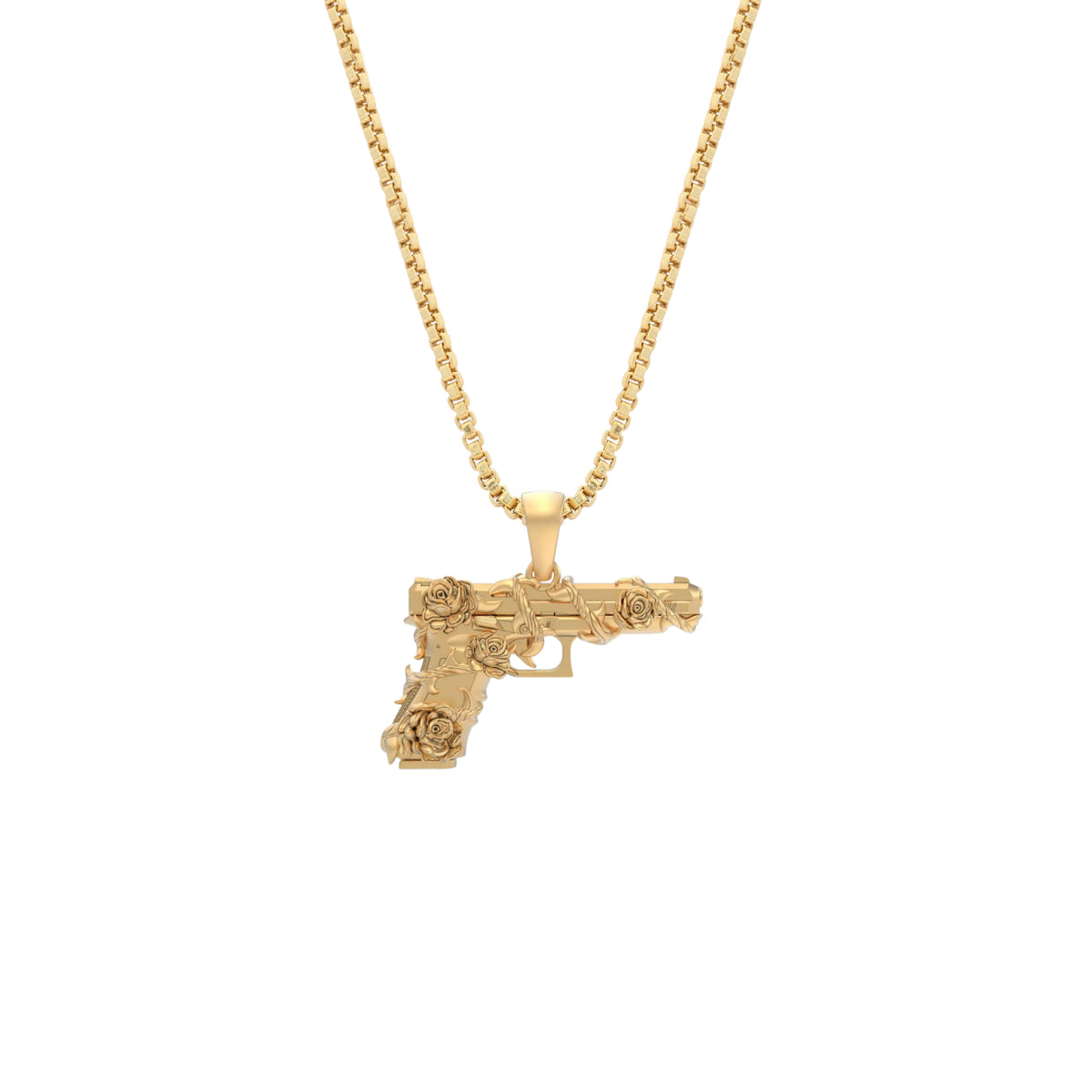 Pistol and Rose Vines Pendant