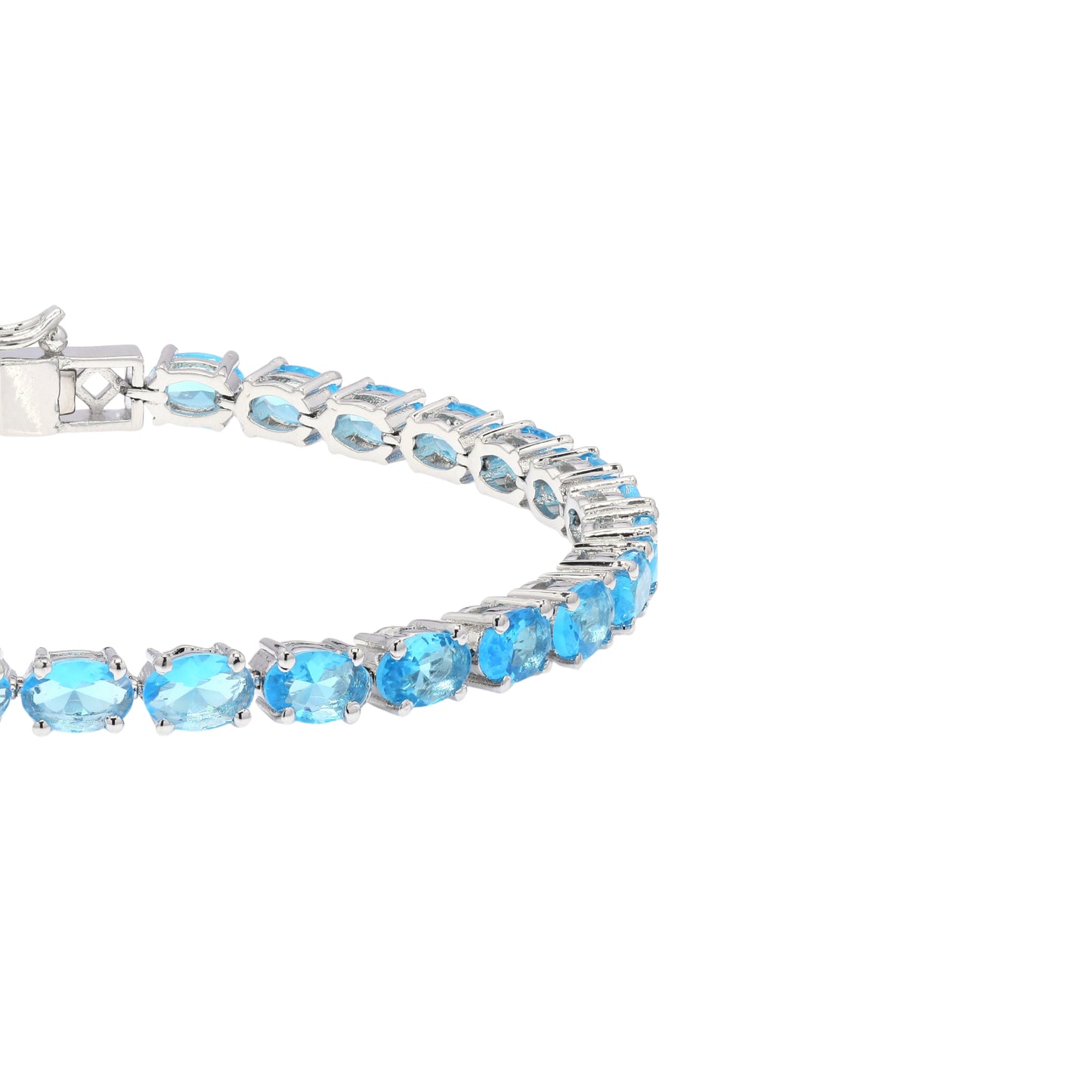 Oval Swiss Blue Topaz Tennis Bracelet