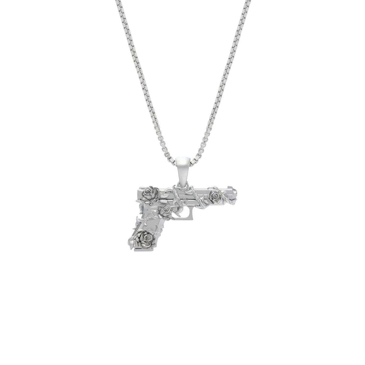 Pistol and Rose Vines Pendant