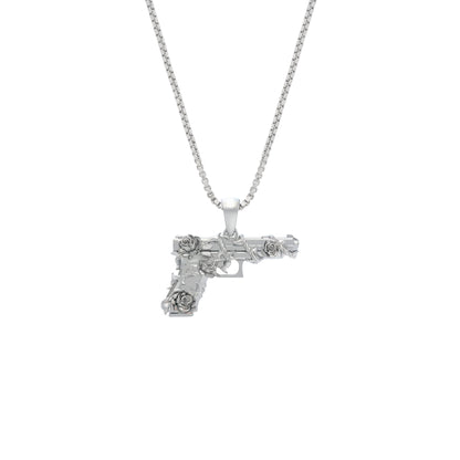 Pistol and Rose Vines Pendant