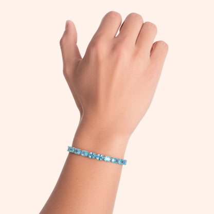 Oval Swiss Blue Topaz Tennis Bracelet