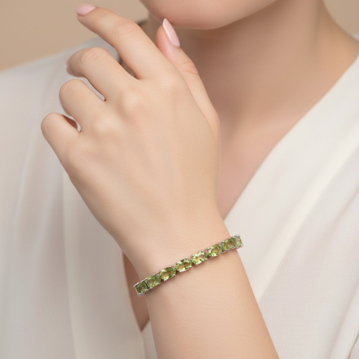 Oval Peridot Tennis Bracelet