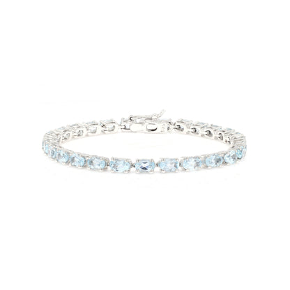 Oval Blue Topaz Tennis Bracelet