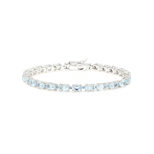 Oval Blue Topaz Tennis Bracelet