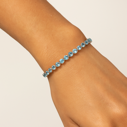 Swiss Blue Topaz Bezel Set Tennis Bracelet
