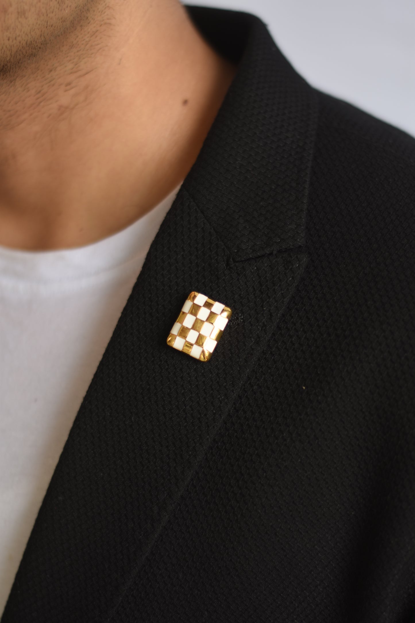 Checkered Enamel Lapel Pin