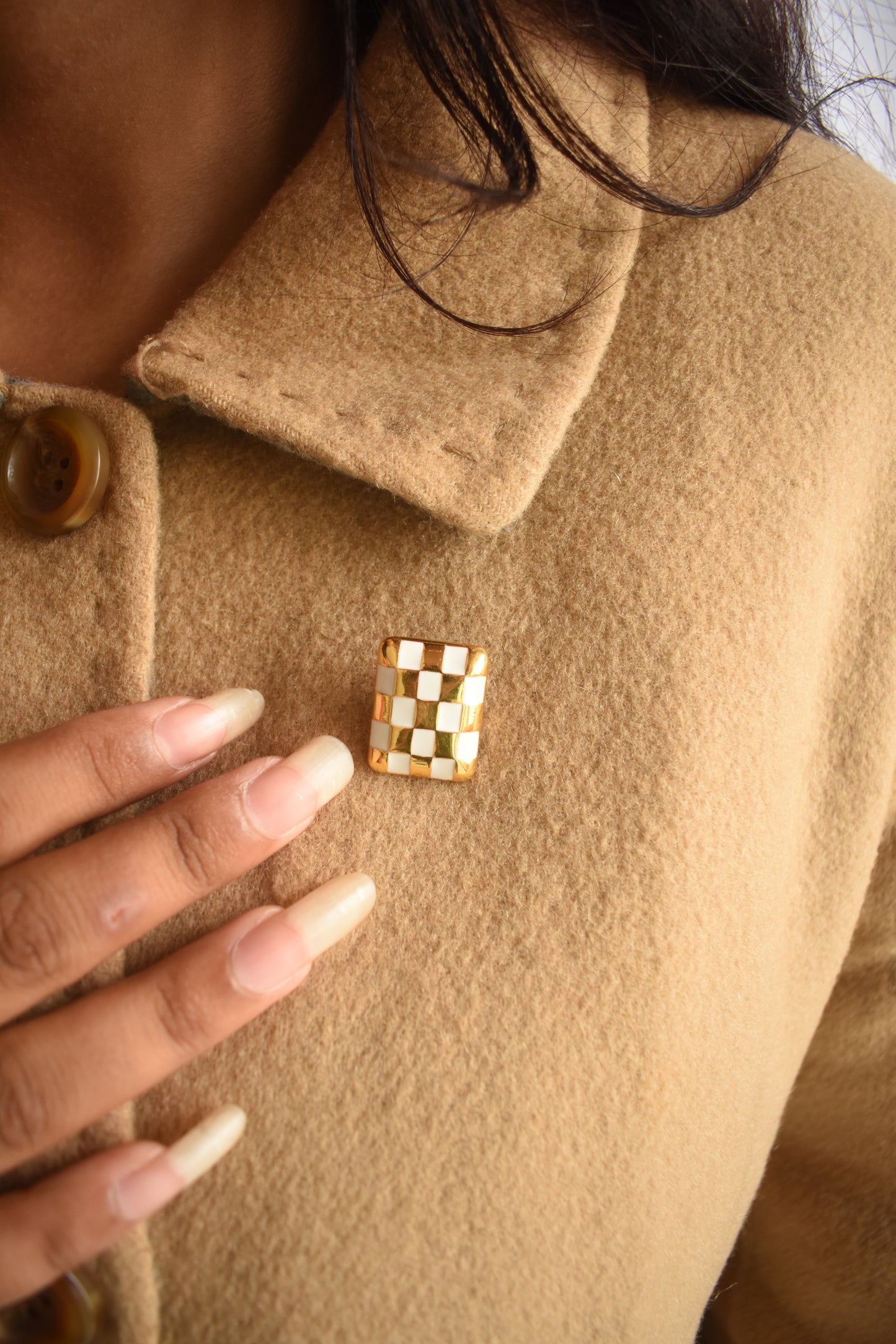 Checkered Enamel Lapel Pin