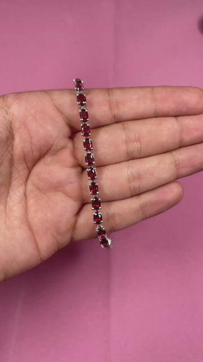 Oval Garnet Tennis Bracelet