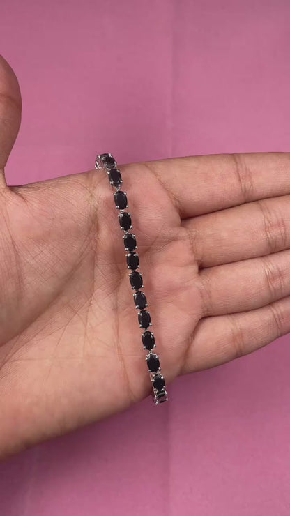 Oval Black Onyx Tennis Bracelet