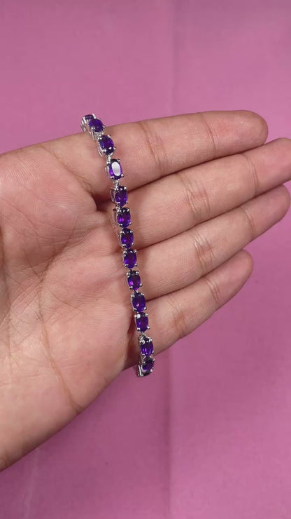 Oval Amethyst Tennis Bracelet